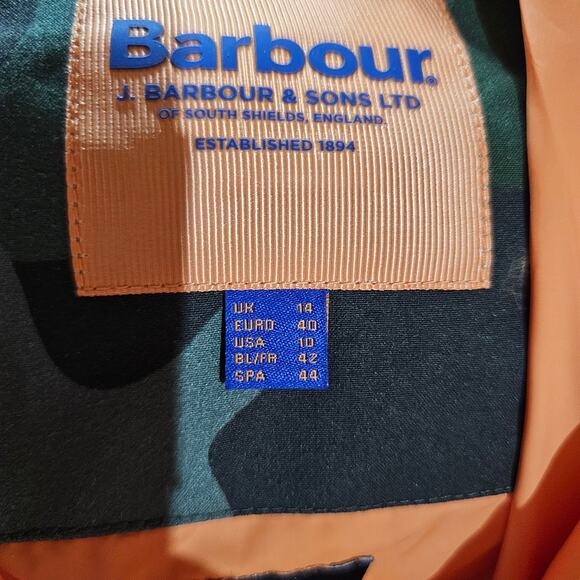 Barbour Women's  hooded puffer coat in stone Size 10 Stone/Orange NWT - Picture 5 of 6